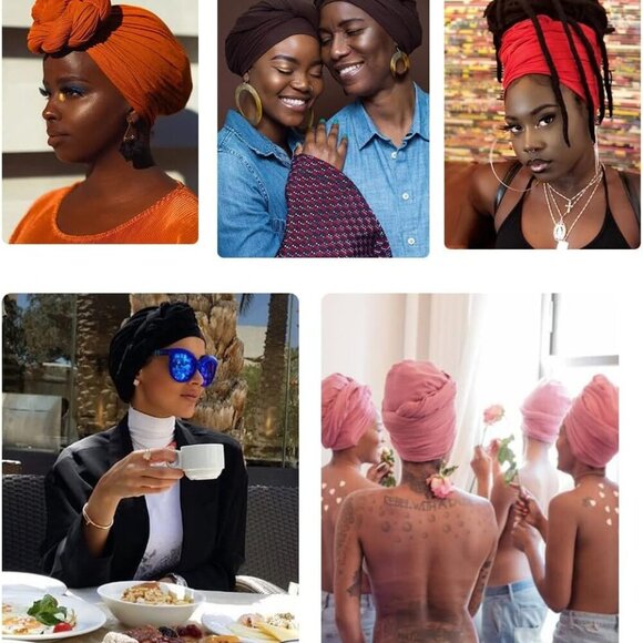 Head Wraps for Black Women Polyester Large Hair Scarf Hijab Turban Headband - Picture 5 of 6
